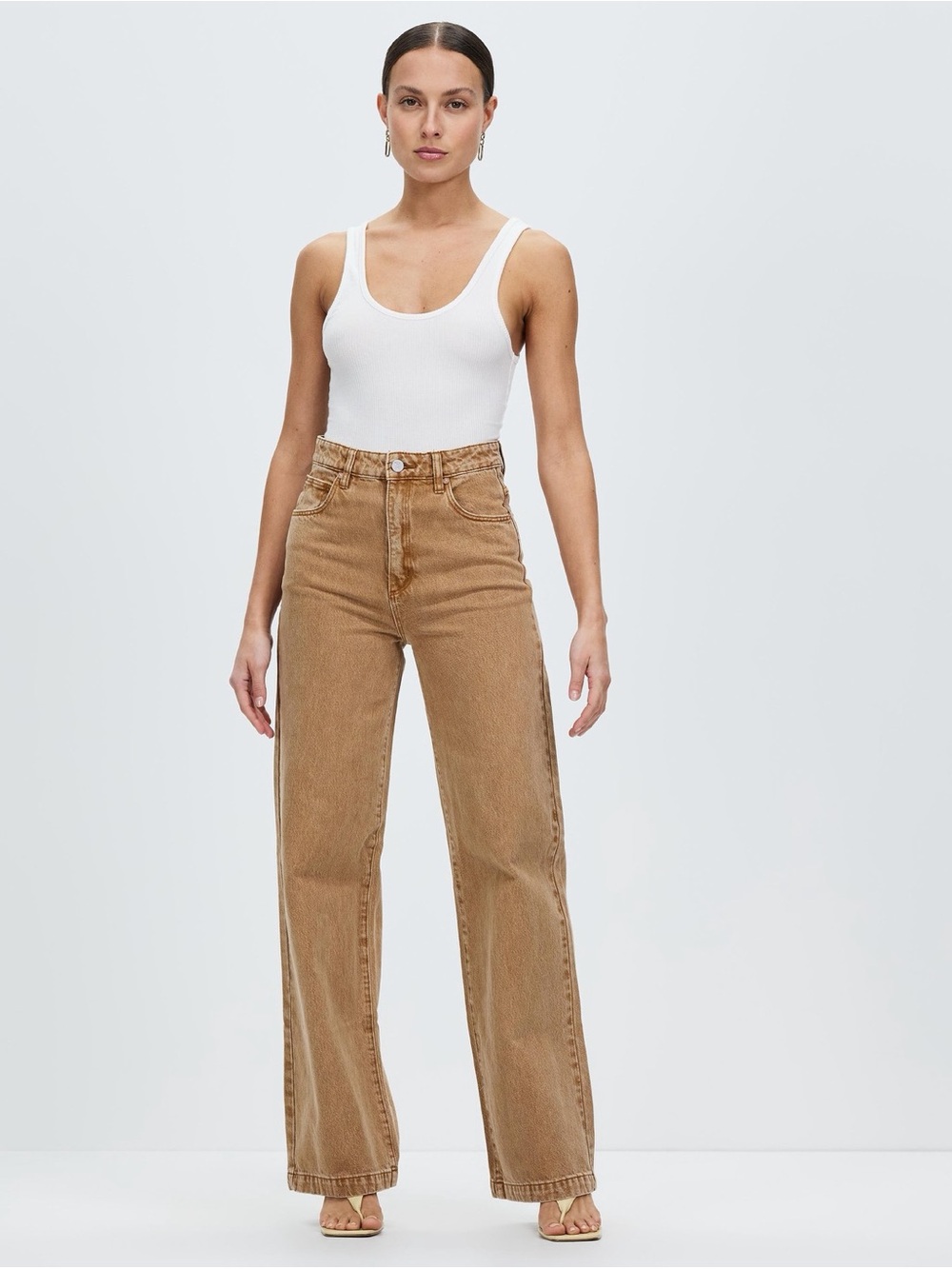 ABRAND A Carrie Camel Brown Wide Leg Jeans High Rise Cotton Denim US 24 Y2K - Picture 16 of 16